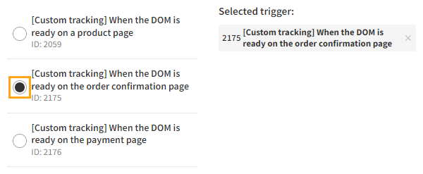 Changing the selected trigger