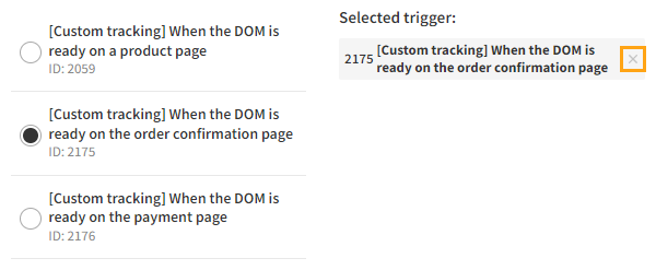 Removing the selected trigger