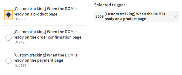 Selecting a trigger