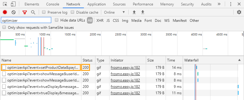 Testing the product tracking