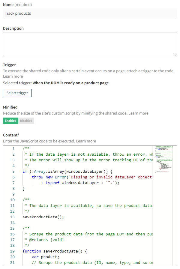 Creating the shared code for tracking products