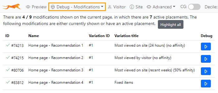 Debugging modications