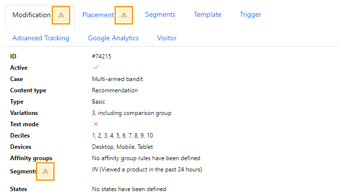 Viewing detailed information about the modification or an associated component