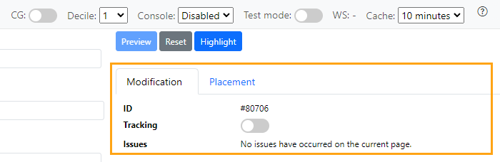 Viewing summary information about the modification and placement