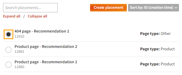 Selecting the placement for the recommendation modification