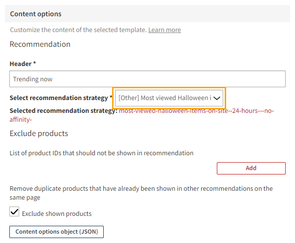 Updating the modification content to use the new recommendation strategy