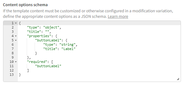 Content options schema