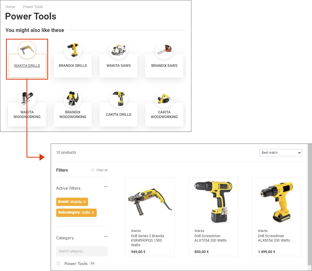 Clicking a Smart Discovery collection runs a search for that particular group of items