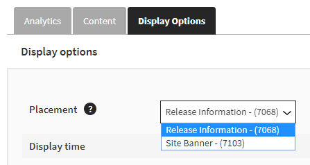 Selecting a placement by name and ID