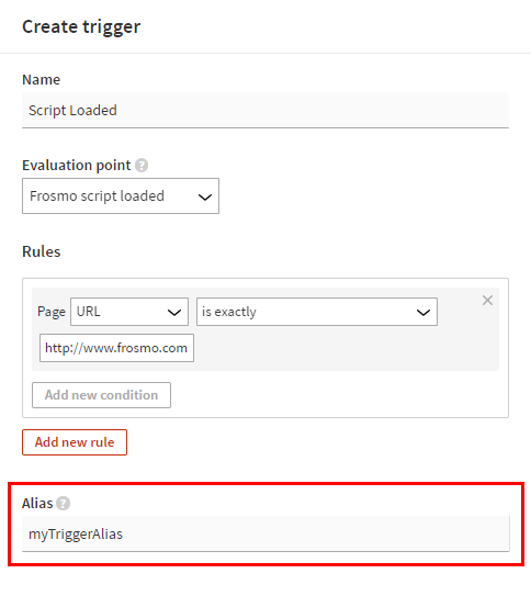 Defining an alias for a trigger