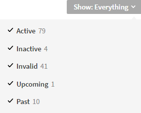 Filtering modifications by status