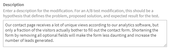 Modification description