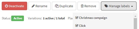 Add and removing labels to and from a modification