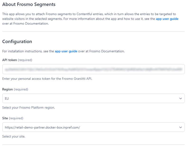 Frosmo Segments for Contentful configuration