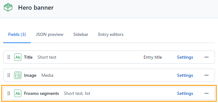 Content type with a segment selector field