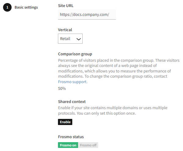 Defining the site settings