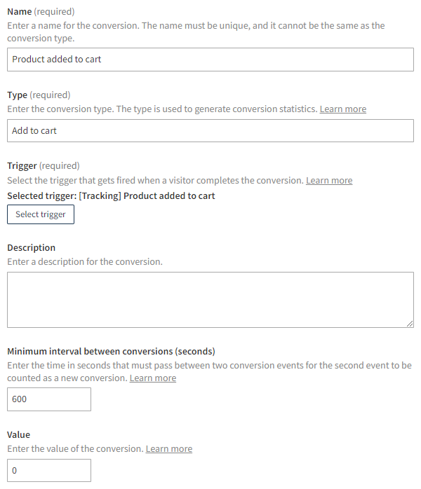 Defining the conversion definition settings