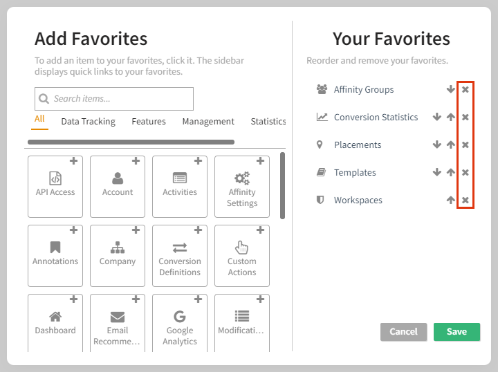 Removing favorites