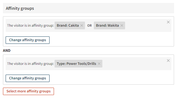 Selecting the affinity groups