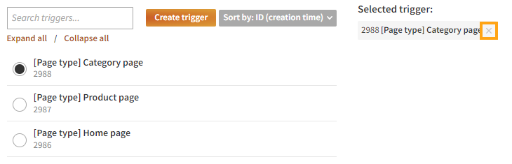 Removing the selected trigger