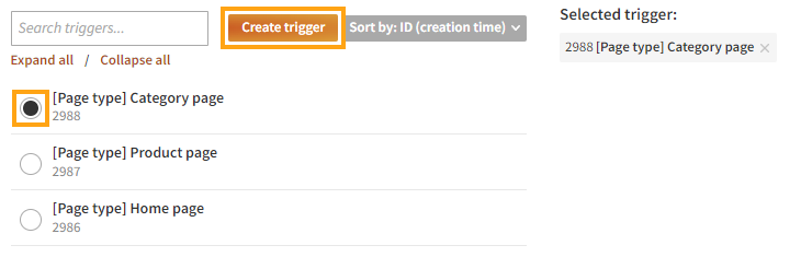 Selecting a trigger