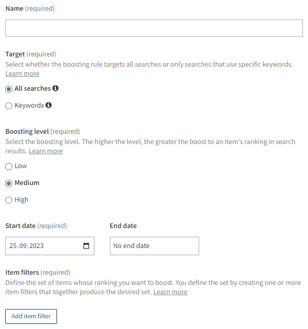 Creating a boosting rule