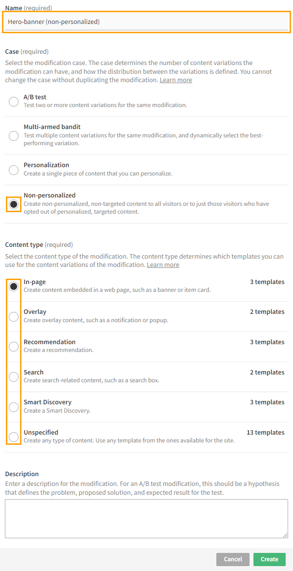 Creating a selective profiling modification