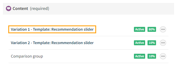 Defining the content for the recommendation modification