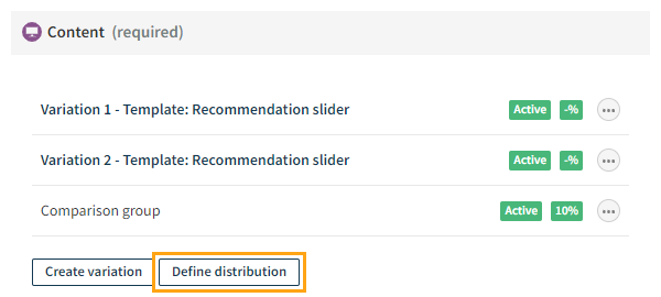 Defining the content for the recommendation modification