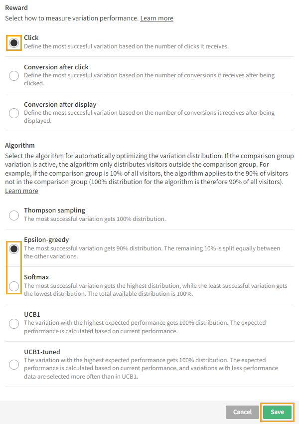 Defining the content for the recommendation modification