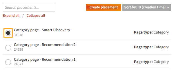 Selecting the placement for the Smart Discovery modification