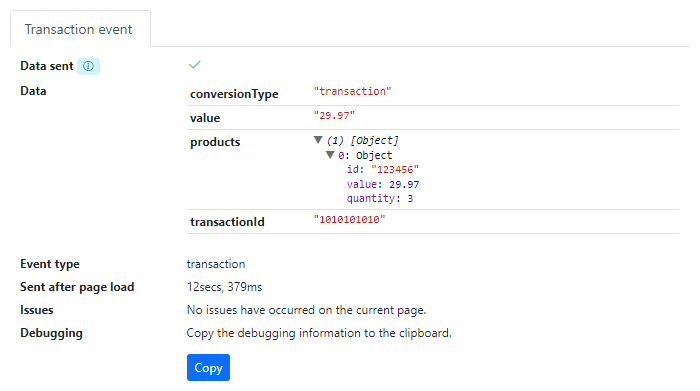 Testing transaction tracking