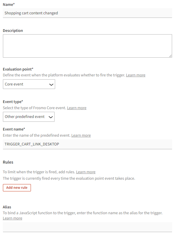 Defining the trigger settings