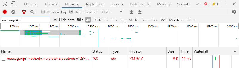 Failed Message API request