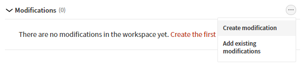 Creating a new modification in a workspace