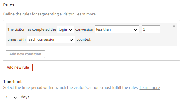 Segment rule settings