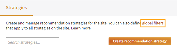 Accessing global recommendation strategy filters