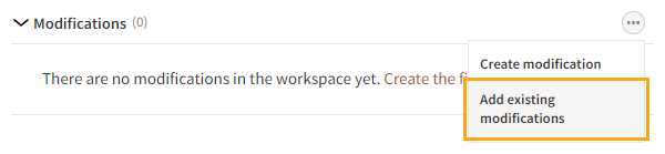 Adding existing modifications to a workspace