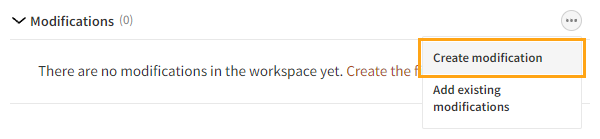 Creating a new modification in a workspace