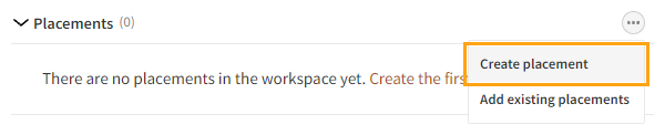 Creating a new placement in a workspace
