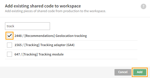 Adding existing shared code to a workspace