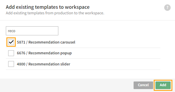 Adding existing templates to a workspace