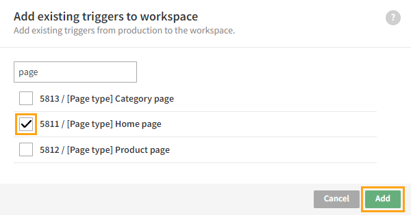 Adding existing triggers to a workspace